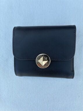 Kate Spade Black Leather Trifold Audrey Wallet with Gold Star Turn-Lock